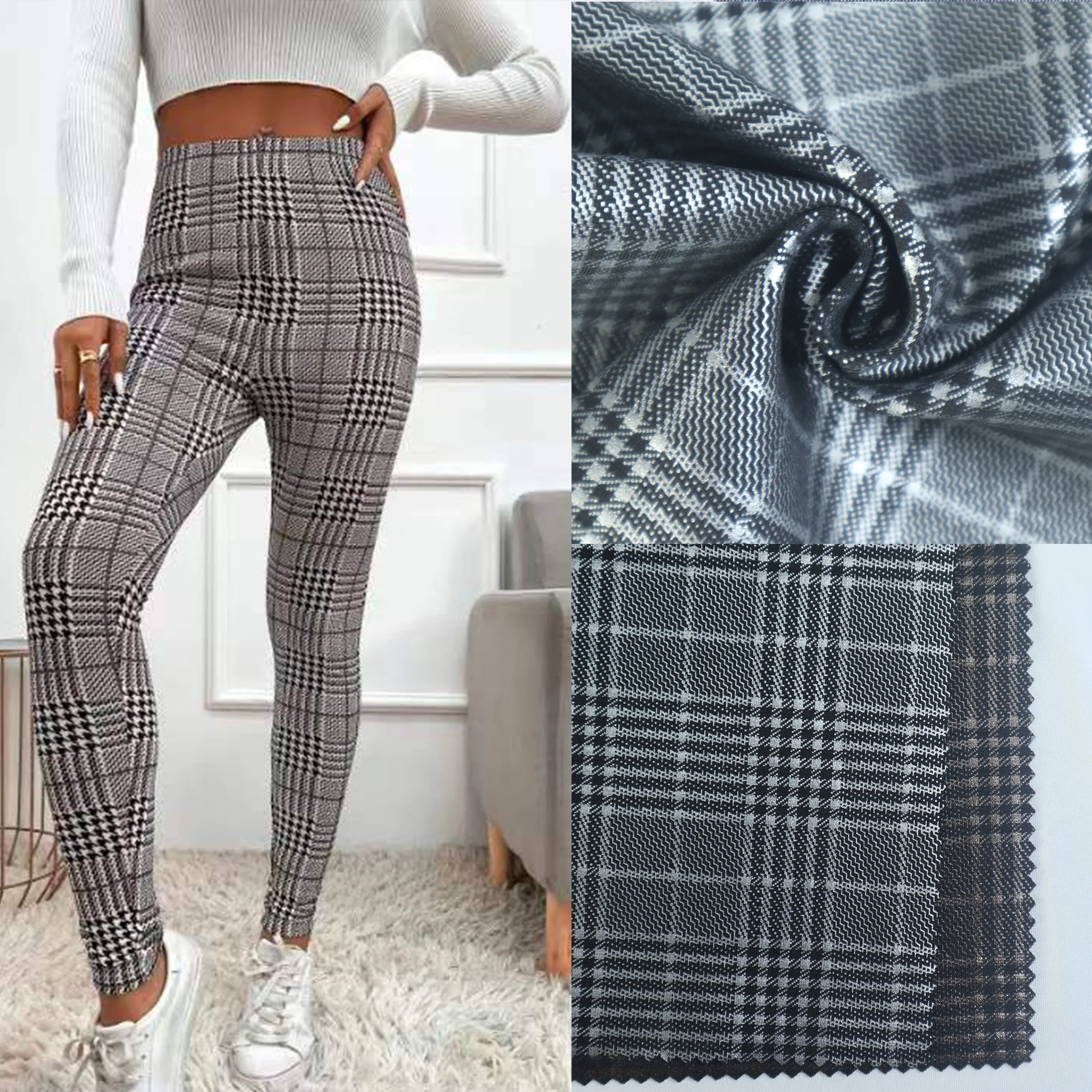 High quality foil ponte de jersey knit rayon nylon spandex nr roma fabric for trousers