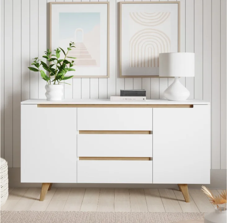 Белый Скандинавский современный деревянный буфетный шкаф с Дубовыми ножками