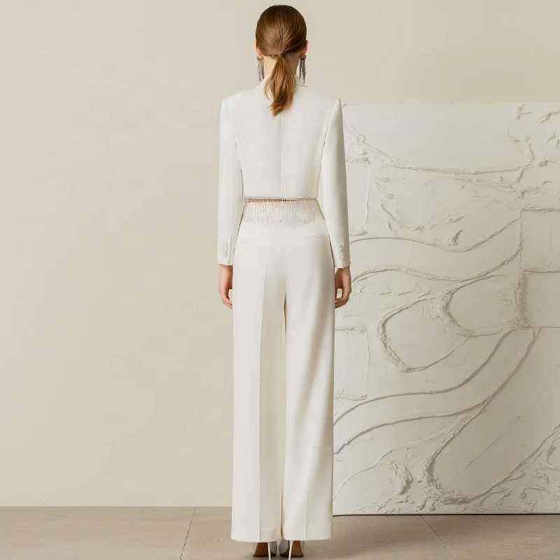 AISION women club clothes 2023 2024 latest blazer designs ladies white crop top sexy for wedding