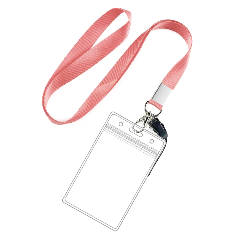 Custom Soft And Waterproof Plastic Id  Universal  Pvc Card Protector  Holder Badge With Neck Strap Polyester Lanyard