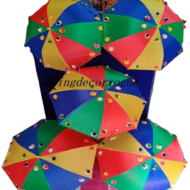 Indian New Small Embroidered Umbrellas Handheld Decorative Wedding decorative Outdoor Wedding Party Christmas Decor