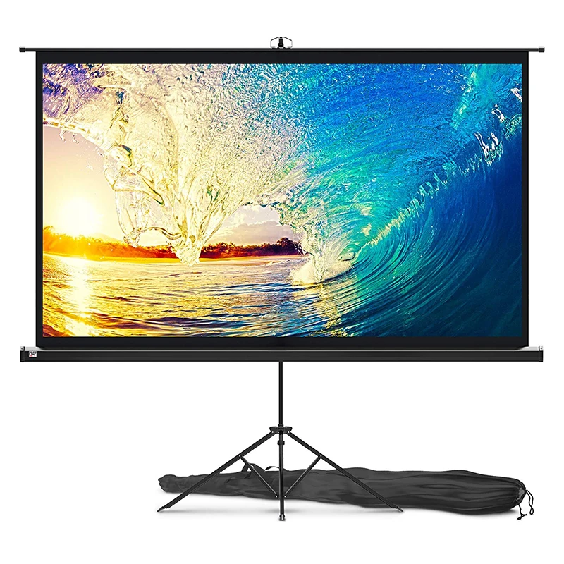 Premium Wrinkle-Free Tripod Projector Screen with Stand 84inch Outdoor Projection Screen For Movie or Office Presentation