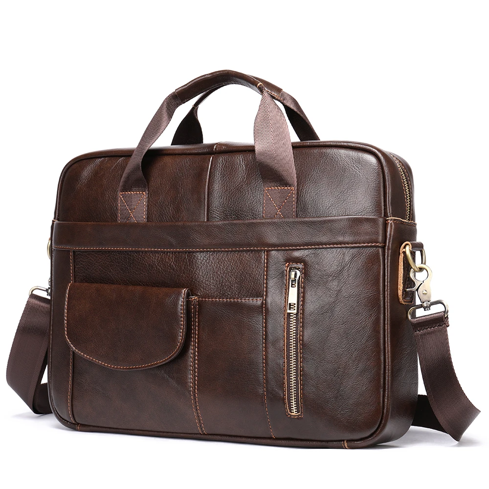 2023 New Designer Quality Genuine Cow Leather  Men Business Office Laptop Bag Briefcases for Lawyers with Many Pockets