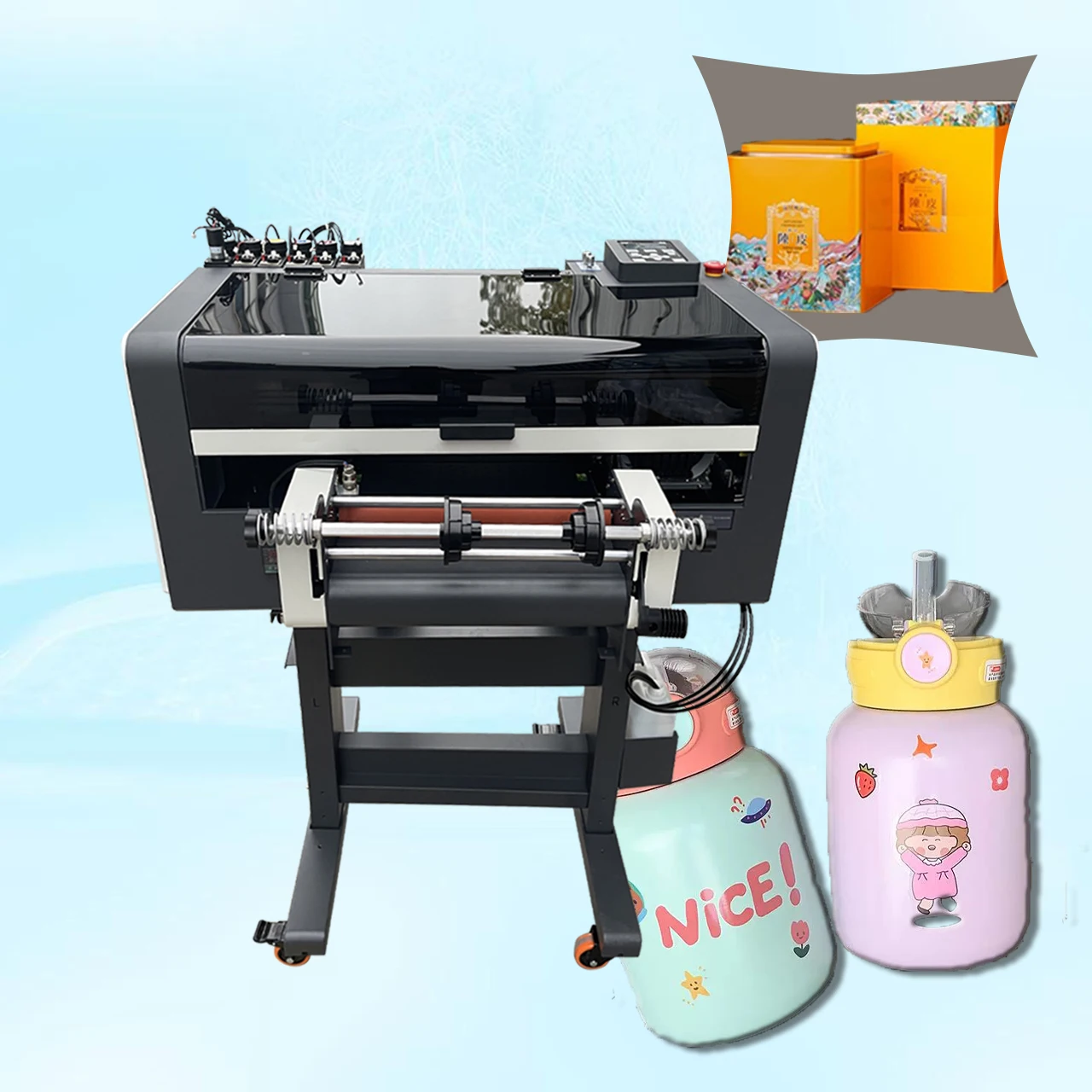 Cheapest A1 dtf uv printer uv printing machine Roll to Roll pro colored uv dtf sticker printer for cups