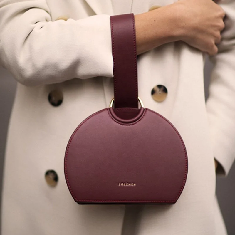 Luxury Designer Handbag Casual Semicircle Handbags Women Top-handle PU Leather Totes Ladies Simple Purses Design Chic