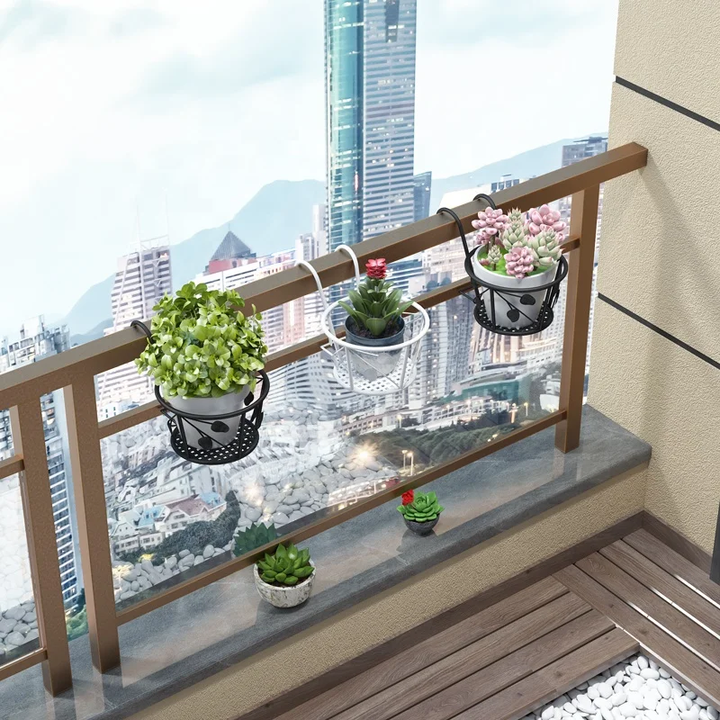 
Big Space Hanging Round Corner Shape for Wall or Fence Iron Vase Flower Rack Storage Organizer for Living Room 