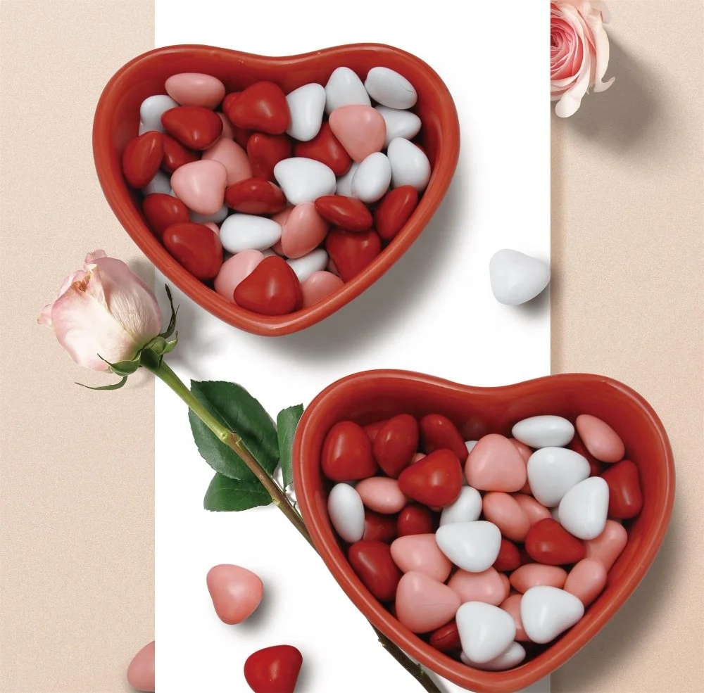 Heart shape button chocolate mix-colored chocolate bean candy
