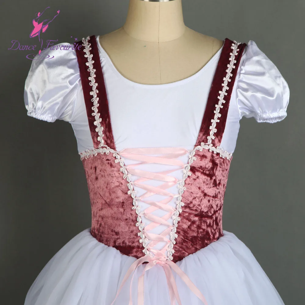 20111 Short sleeve ballet dance tutu with pink velvet bodice leotard dress platter tutu costume
