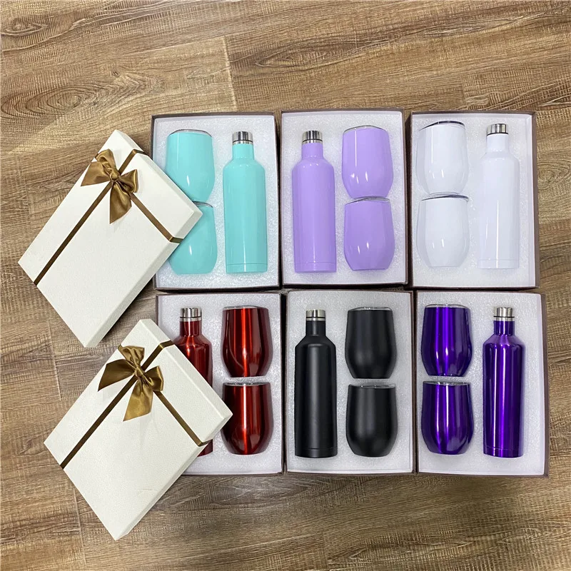 Unbreakable Glasses 17oz Wine Bottle Double Walled Stainless Steel Vacuum Insulated 12oz Wine Tumbler Set for Hot and Cold Drink