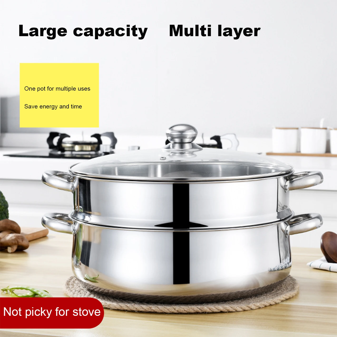 Ideal for Commercial Use Stainless Steel Pot High Efficiency Quick Steamer Pot Fast and Even Cooking Quick Steamer Pot