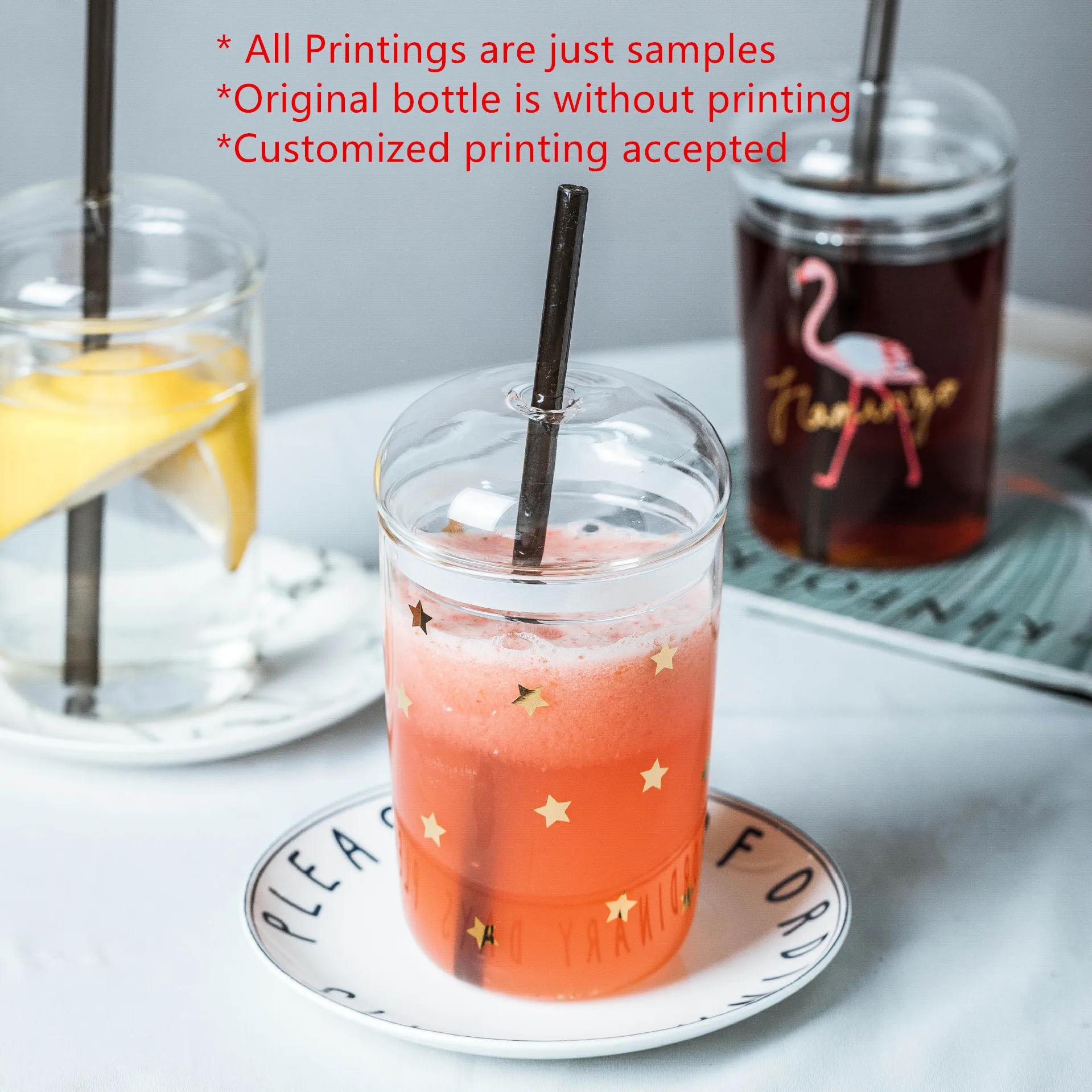 Стеклянная чашка для чая с молоком индивидуального размера многоразовая и экологически чистая крышкой фруктового из соломы сока кофе напитков