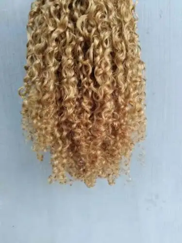 Kinky curly Brazilian human virgin hair Ponytail hair extensions clip in drawstring ponytails dark blonde 120g