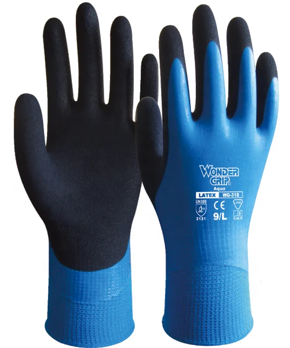 
 Защитные рабочие перчатки Wonder Grip 318, полностью водонепроницаемые маслостойкие латексные перчатки  