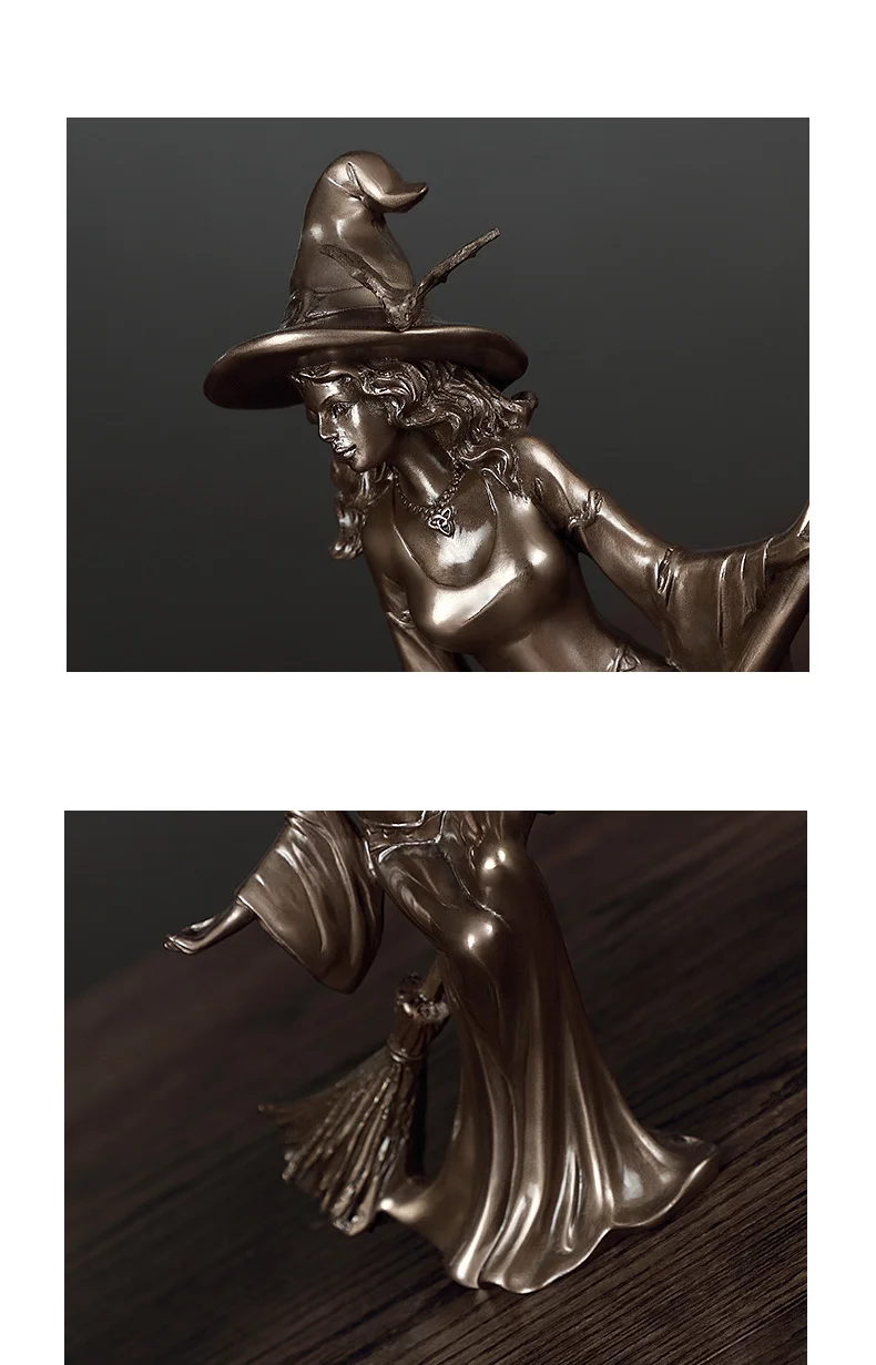 European Wine Cabinet Furnishings Resin Crafts Cold Cast Bronze Witch Wizard Statue