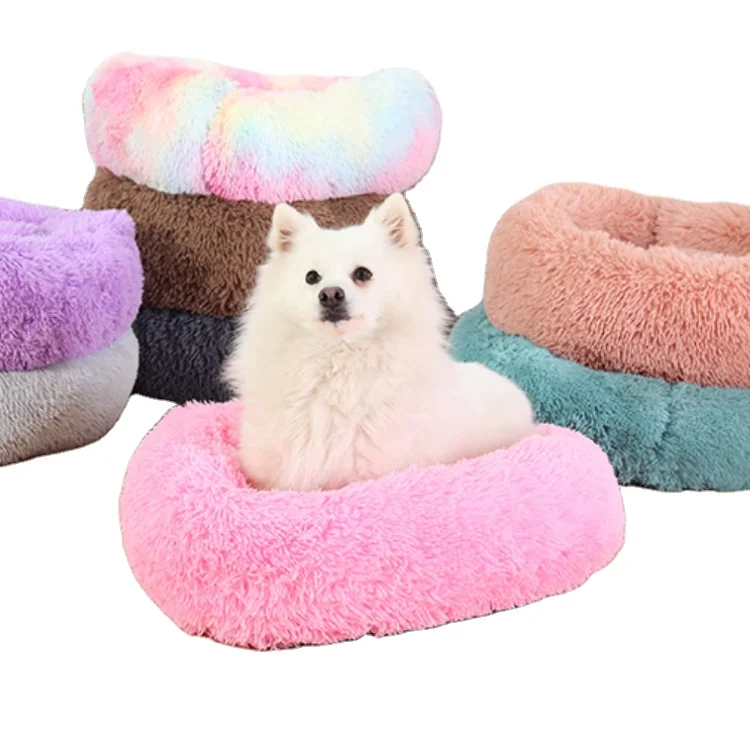 Warm winter round plush cat litter kennel removable and washable pet bed pet dog mattress pet mat