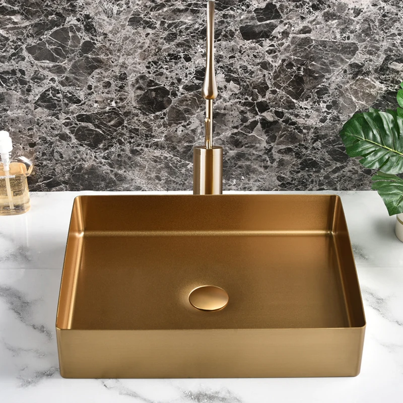 Bathroom SS Stainless Steel 304 Wash Basin Single Bowl Sink Above Counter