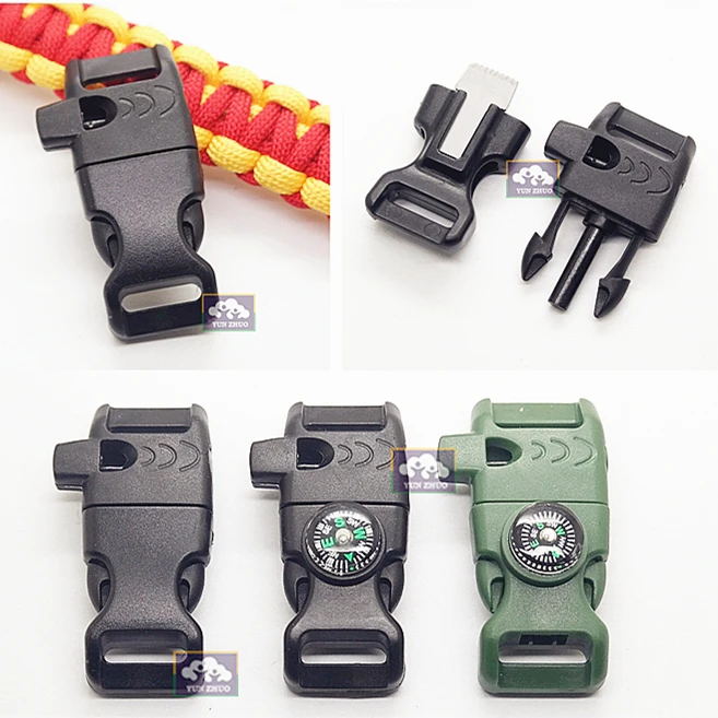 Firestarter compass whistle buckle paracord bracelet buckle paracord whistle buckle