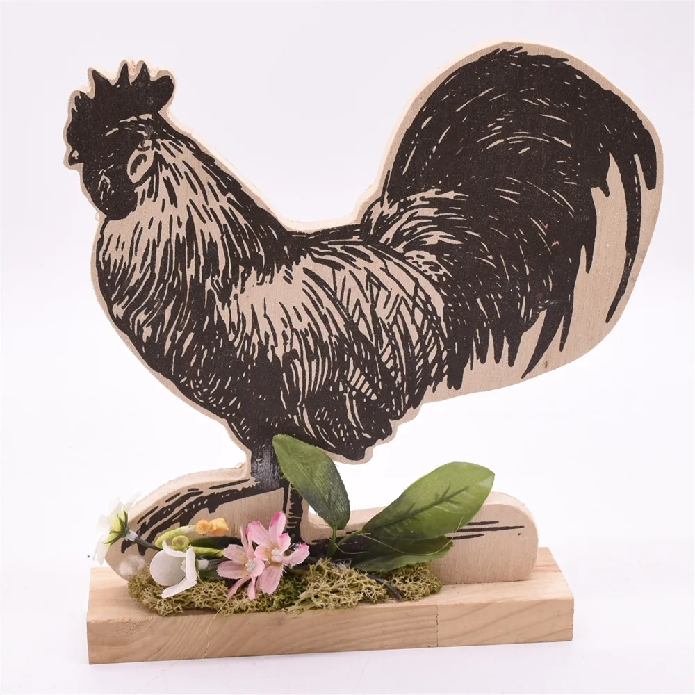 GY BSCI Party Decoration Cock Crafts Hot Selling Wooden Custom Gift Easter Wood Chick Home Decoration Europe OEM ODM Animal