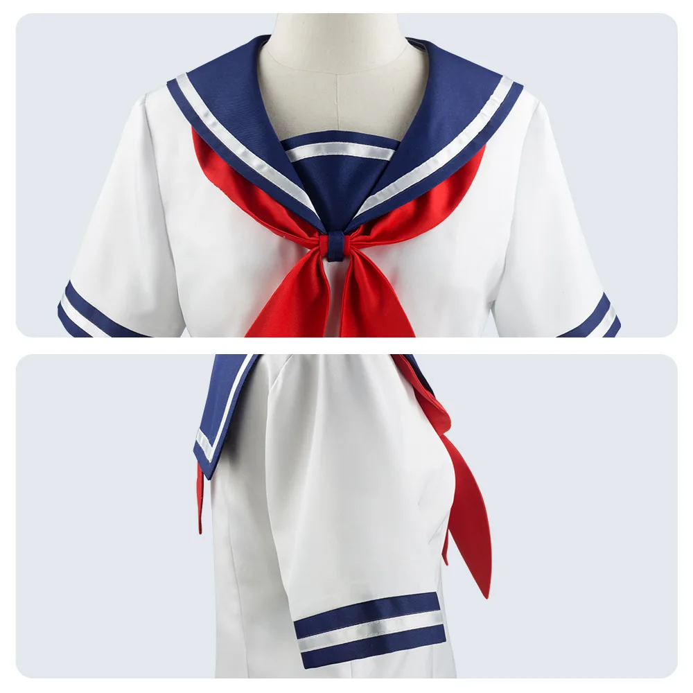 Game Yandere Simulator Ayano Aishi Cosplay Costume Girls JK Sailor Uniform White Blue Skirt Halloween Outfit Set