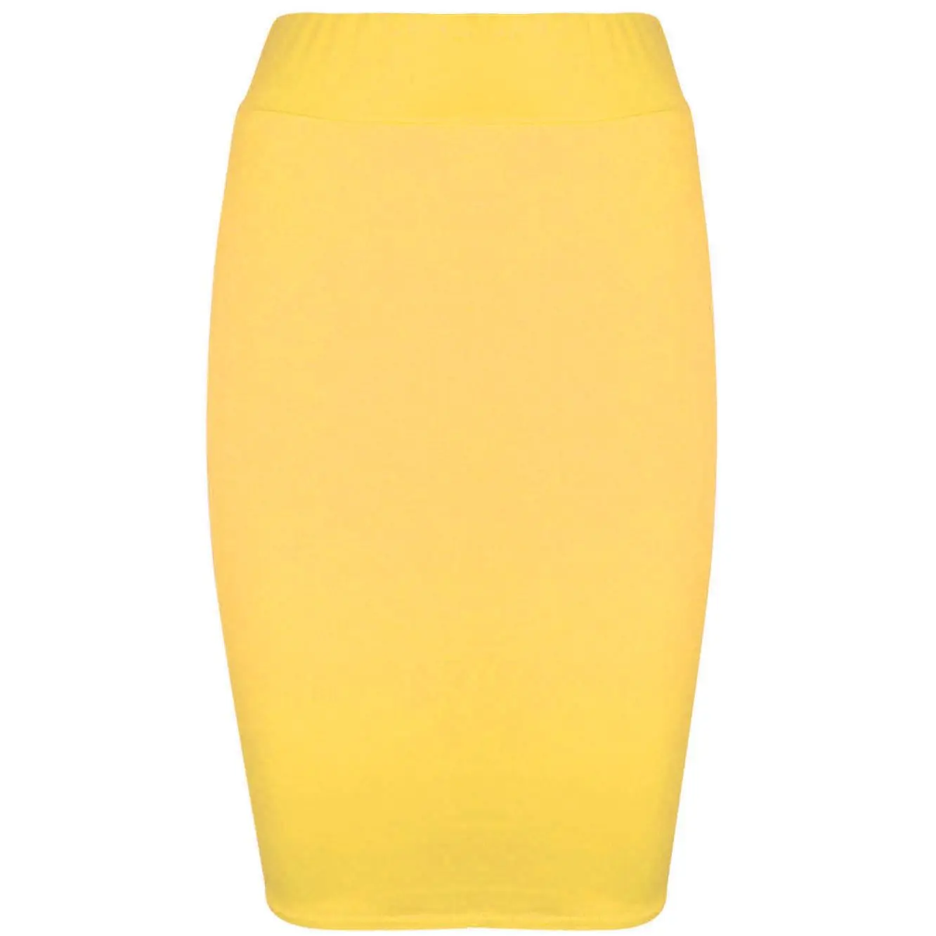 Solid Color Elastic Waist High Eastic Sexy Knee Length Pencil Skirts Bag Hip Skirt Women Trendy