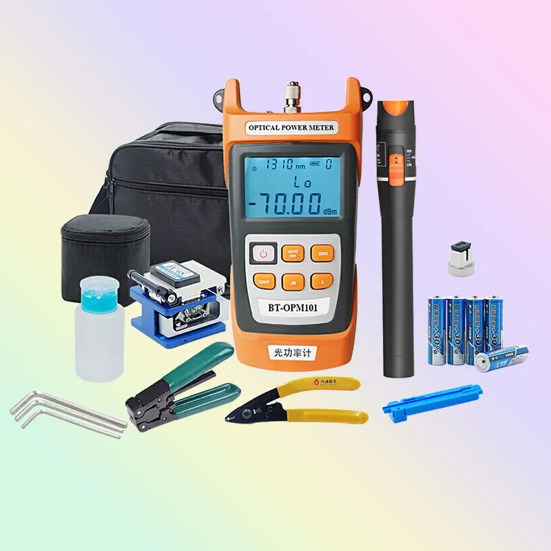 8 in 1 FTTH Assembly herramientas fiber optic  tools Fiber Optic  Tool Kits with Optical Power Meter and VFL and Fiber Cleaver