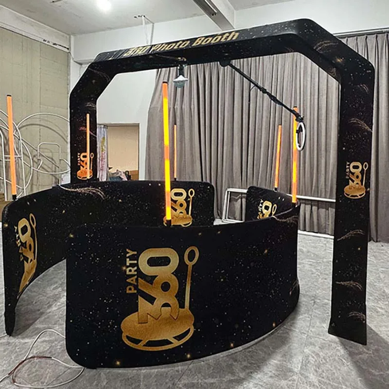 2024 Hot Sale Wedding Party Used Overhead 360 Photo Booth Enclosure Backdrop With Led Fill Light Sky Top Spinner 360 Photo Booth