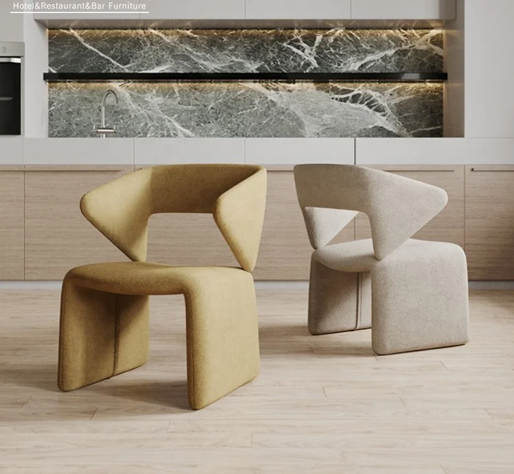 Italian fashion Dining boucle fabric Comfy Chair cheap accent Creative Designer modern single sofa bold chair for living room