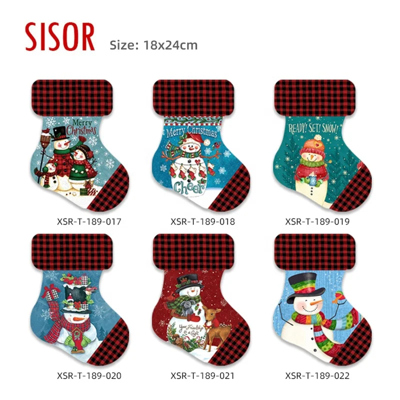 Wholesale Christmas Socks Shape Ceramic Trivet Custom Sublimation Tile Trivet With Cork Tableware  Heat Insulation pad Cheap
