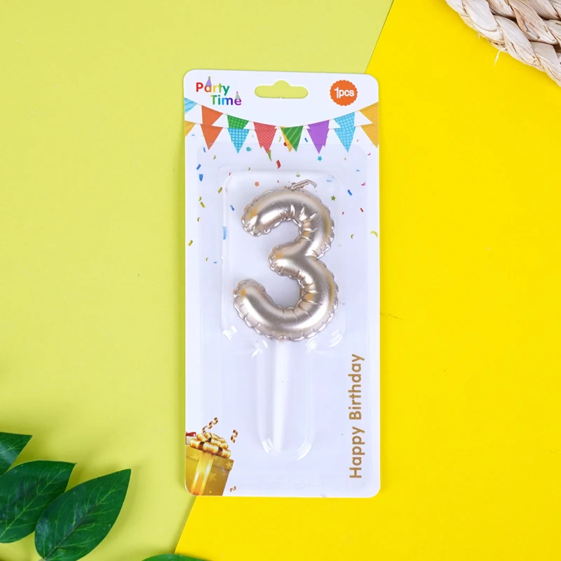 0-9 novelty balloon shape metallic party cake birthday number candle decoration number candles