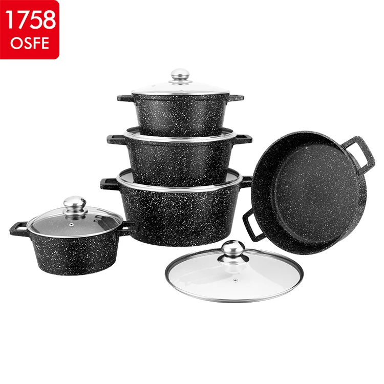 10 шт. Amc литье под давлением алюминиевые наборы посуды с антипригарным мраморным покрытием