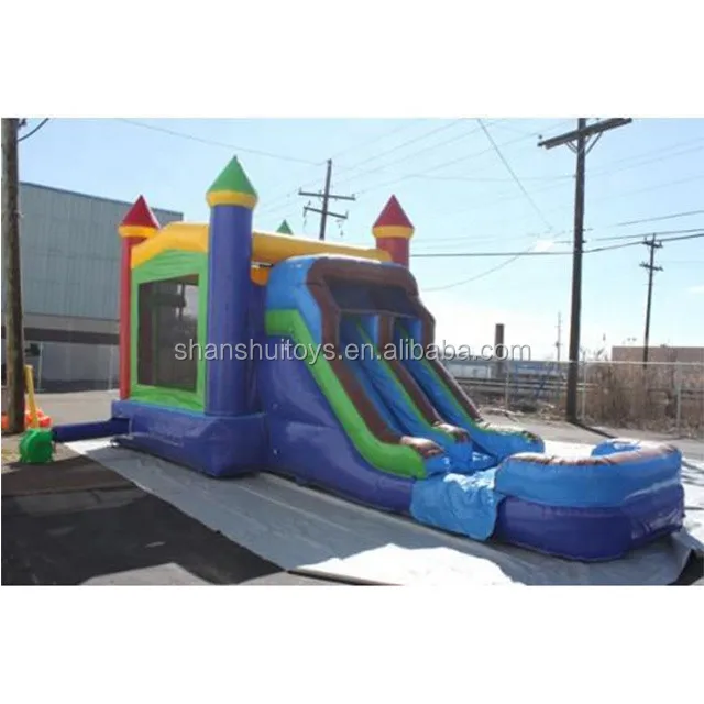 Customized Air bouncer with water slide inflatable trampoline inflated jumper house kids bouncer slide