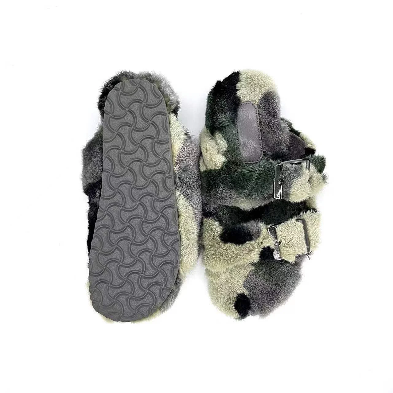 Fashion Full Mink Skin Fur Slippers For Women