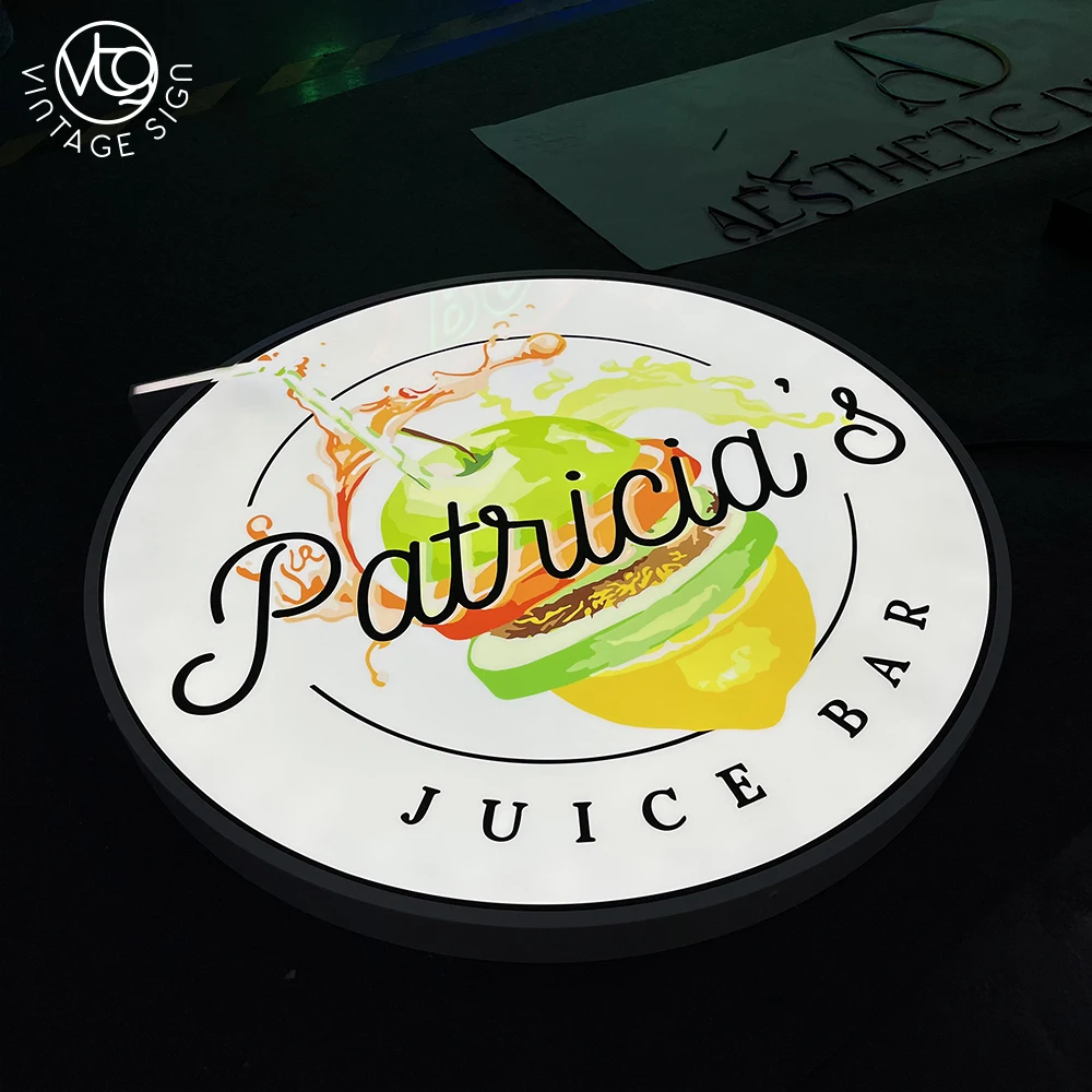 Outdoor Shop Sign Acrylic Led Photography Sided Double Face Custom Logo Light Box Customized Round Lightbox With High Quality