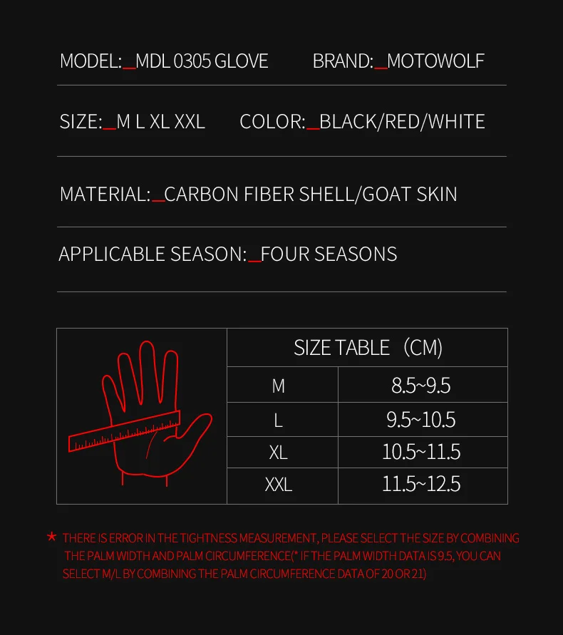 MOTOWOLF outdoor sports suitable for four seasons motorcycles can use mobile phone leather cycling gloves