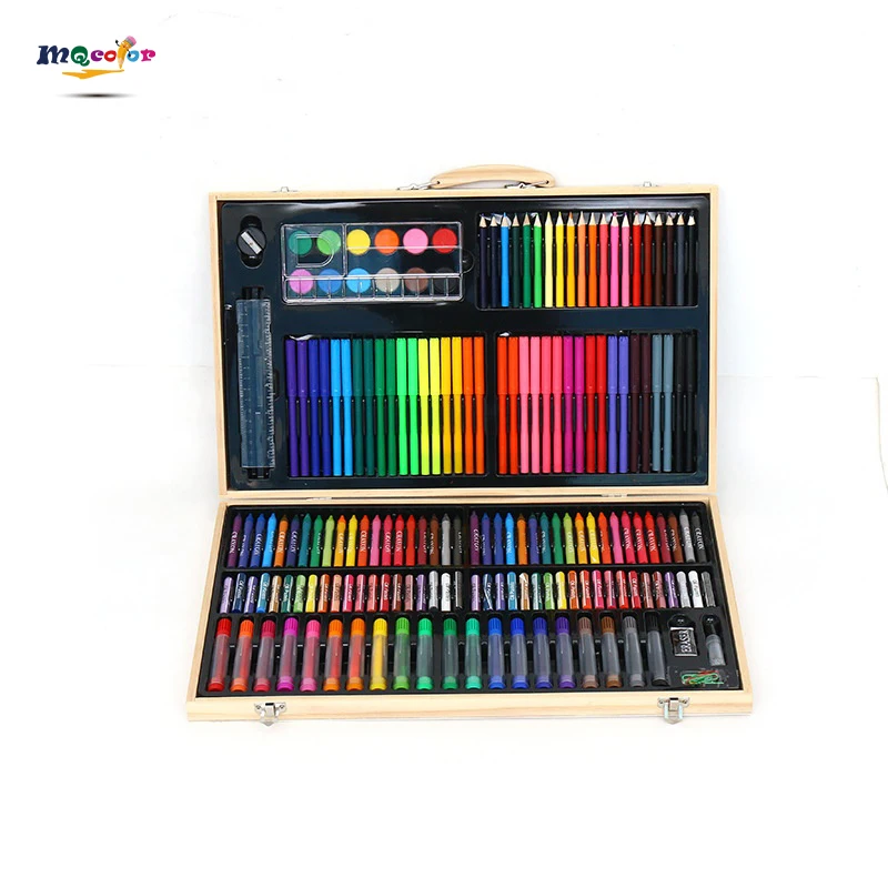 Good Quality 180PCS Professional Drawing Paint Art Set For Kids Children School Wood Art Set For Kids