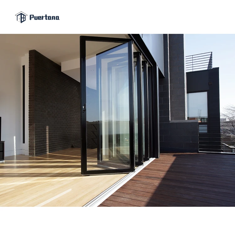 Hurricane Impact Patio Bifold Doors / Soundproof 2 Panel Aluminium Folding Doors For Exterior Entrance