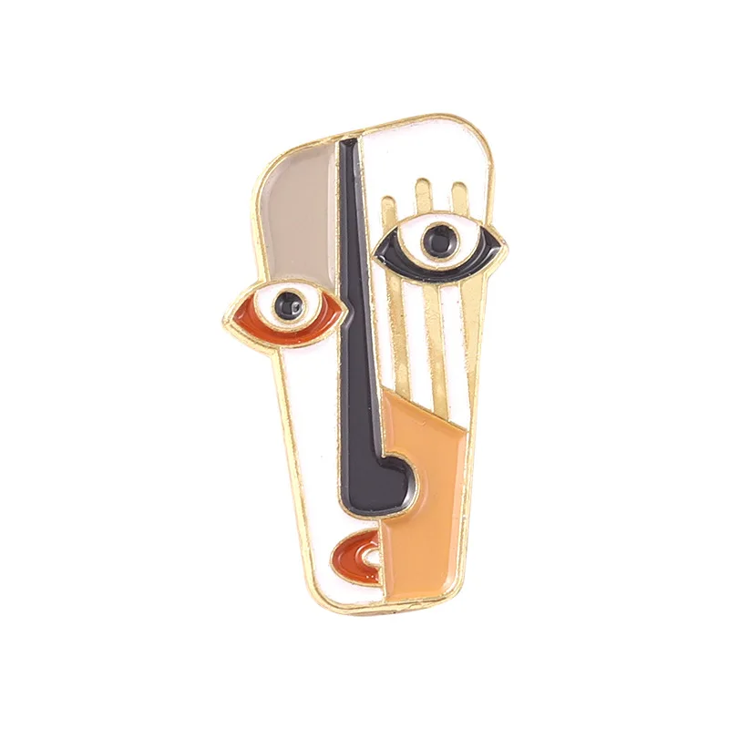 Wholesale personality mask Alloy dripping brooch artwork commemorative medallion Metal badge Brooch bag clothing accessories