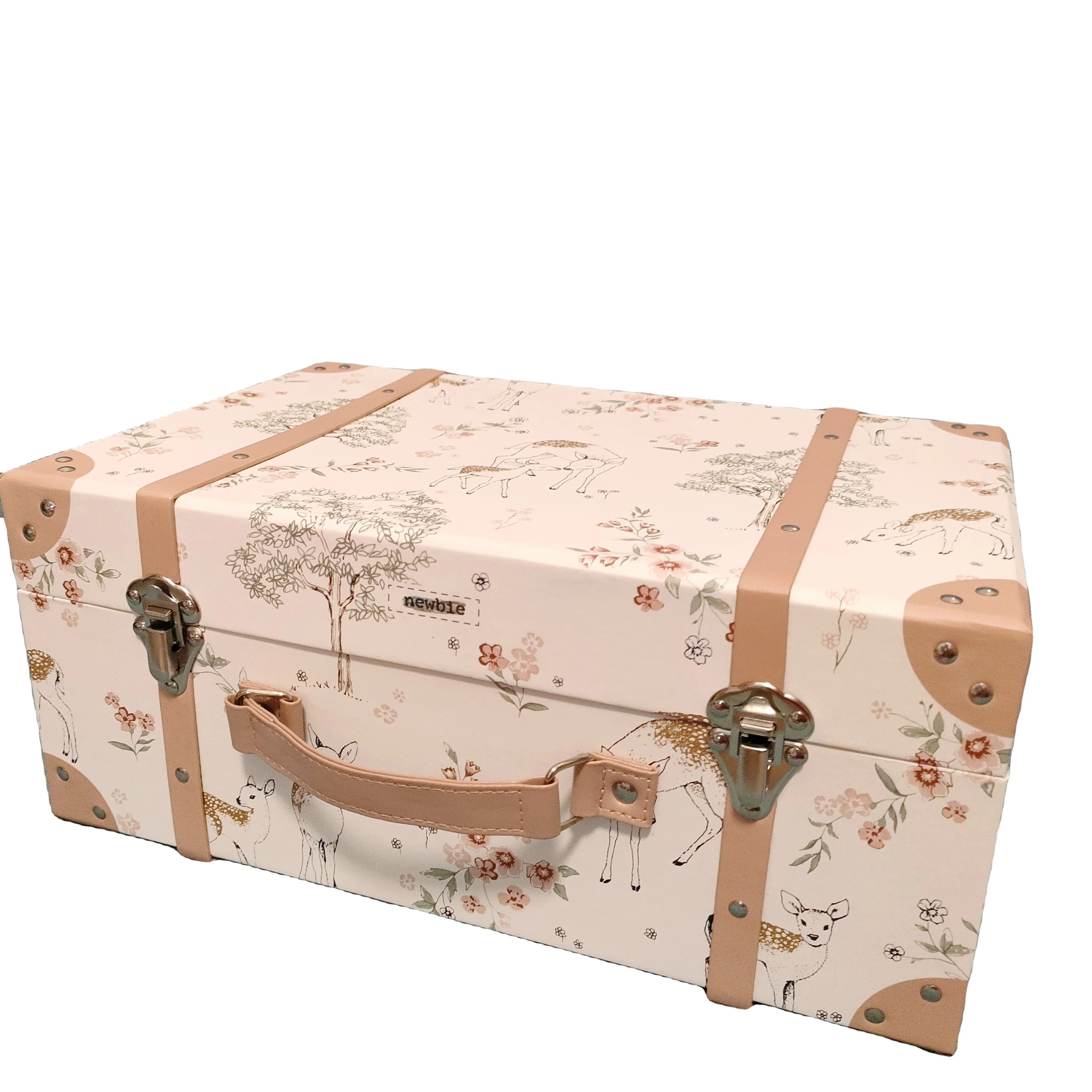 kids suitcase with hand-make printing stitches Handmade Cardboard Gift Boxes Decorative Vintage Suitcase box