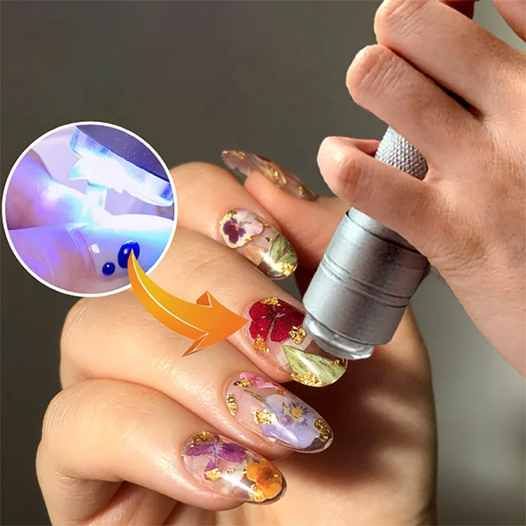 Multi-function Mini UV LED Nail Lamp Press Dried Flower Nail Polish Dryer With Stamper Silicone Head