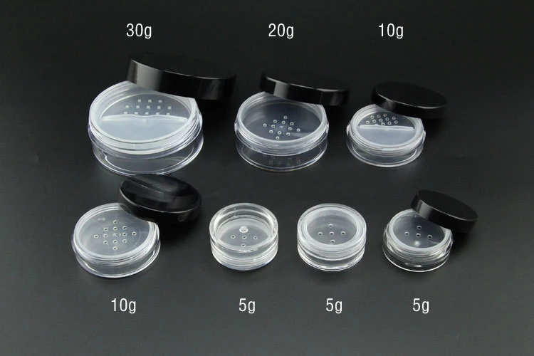 Factory sales 5g 30g 50g loose powder jar with sifter compact container 10g Powder Makeup Jar for Loose Powder Cosmetic Sifter