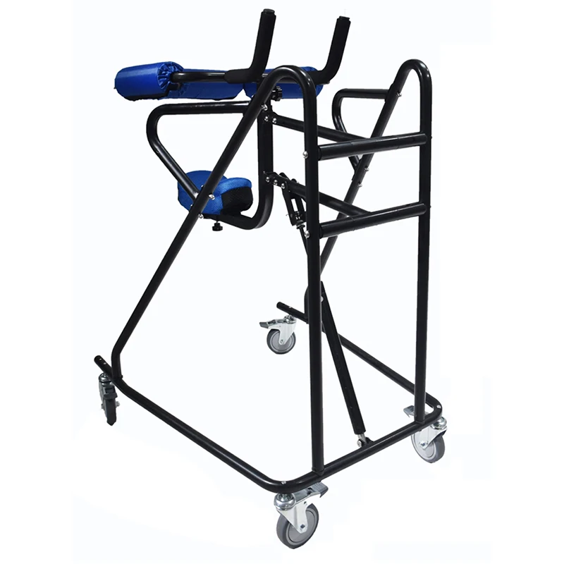 Hemiplegia Walker Stand Frame with Seat Wheel Rehabilitation Device Folding Height Adjustable Lower Limb Disabled