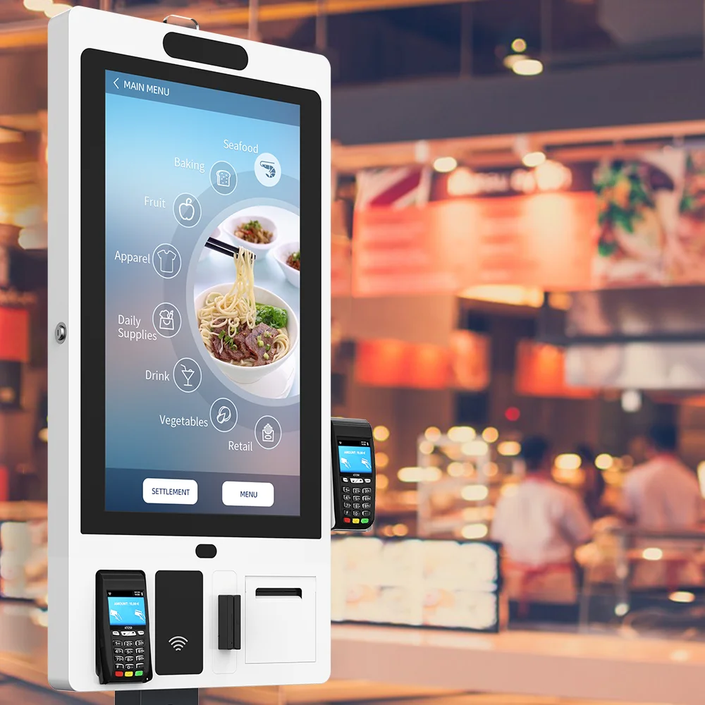 3 Installation Styles 21.5 Inch Touch Screen Kiosk Self Service Terminal Fast Food Ordering Kiosk
