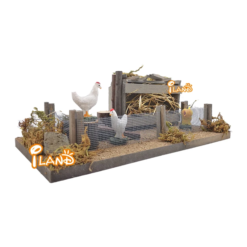 Nice present Mini Wooden Farm House Chicken Shed Coop Dollhouse Miniature WH026