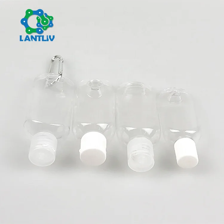 Заводская цена 30 мл 50 60 Карабин Крюк бутылки одноразовые дезинфицирующее средство для рук Бутылка вверх дном портативный PETG пластиковые
