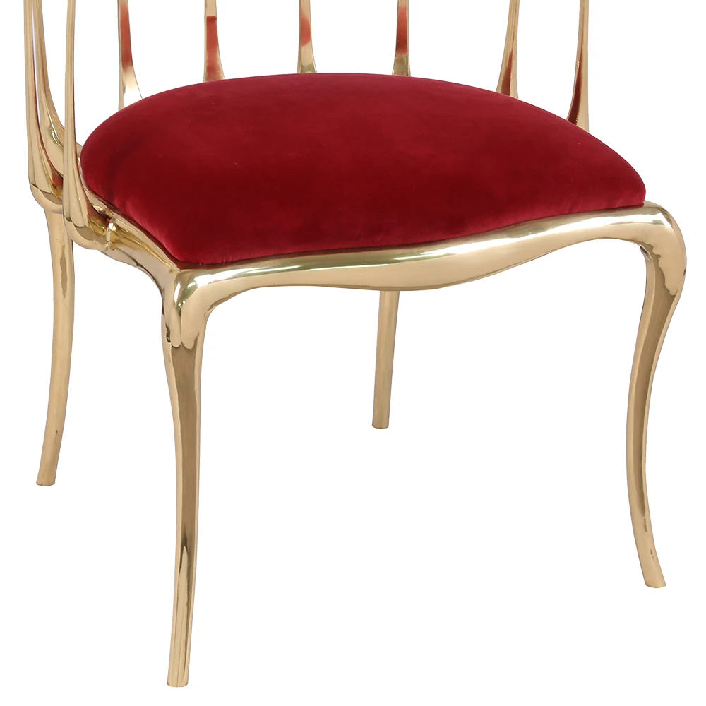 Современная роскошная мебель для гостиной, одинарный стул из золотой литой меди