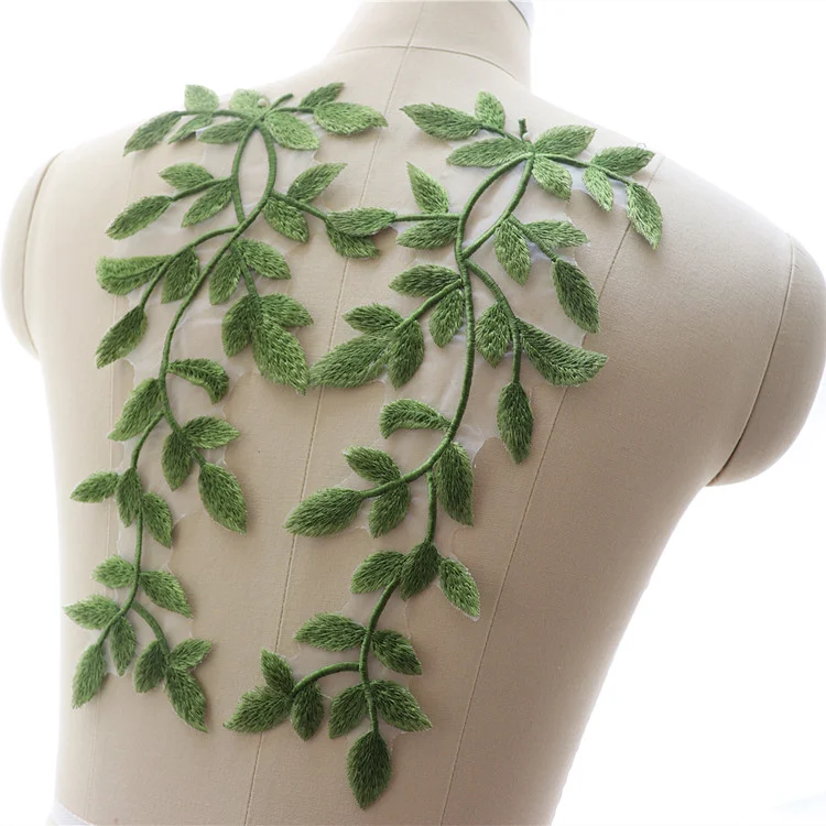 Green Leaf Embroidery Lace Patch DIY Clothing Sewing