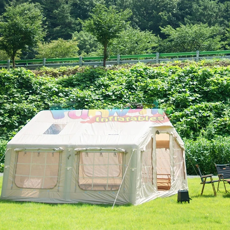 Luxury party camping tour waterproof outside events outdoor travel inflatable air cube tent house with led lights travelling