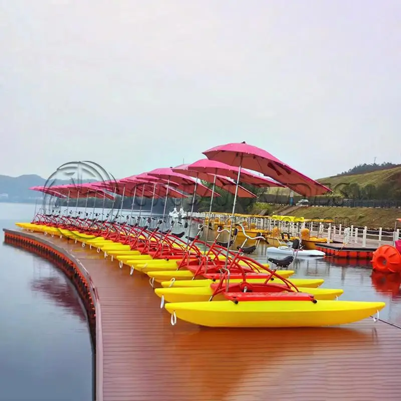 Outdoor Water Bike LLDPE Aluminium Alloy Material Water Pedal Bicycle Lake Play Equipment