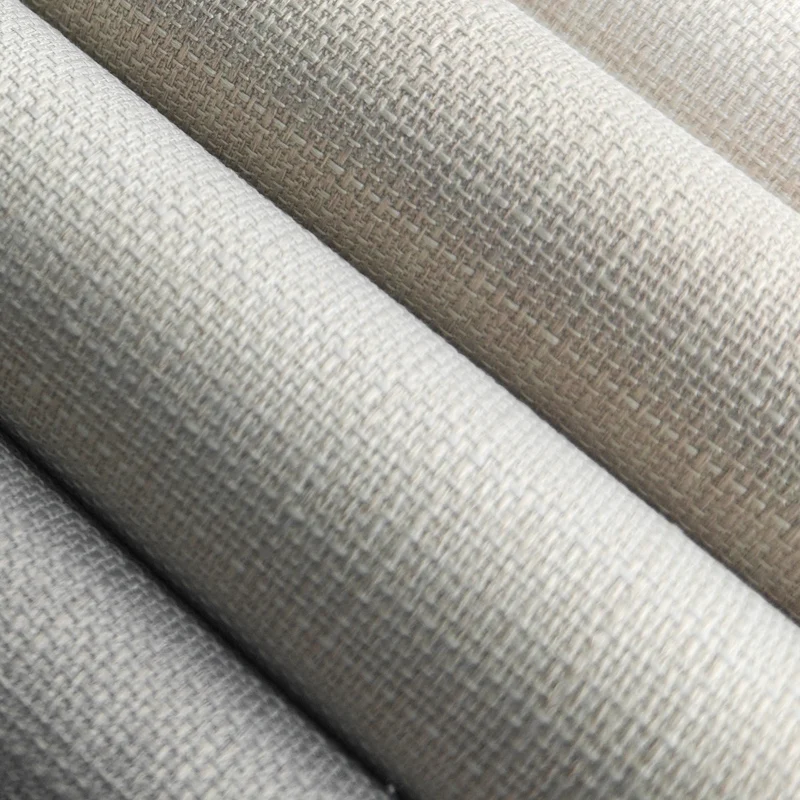 Jacquard Style Satin Blackout Bonded Fabric with FR Lining Blackout Curtain in Beige and Grey for Hotels Coated Fireproof