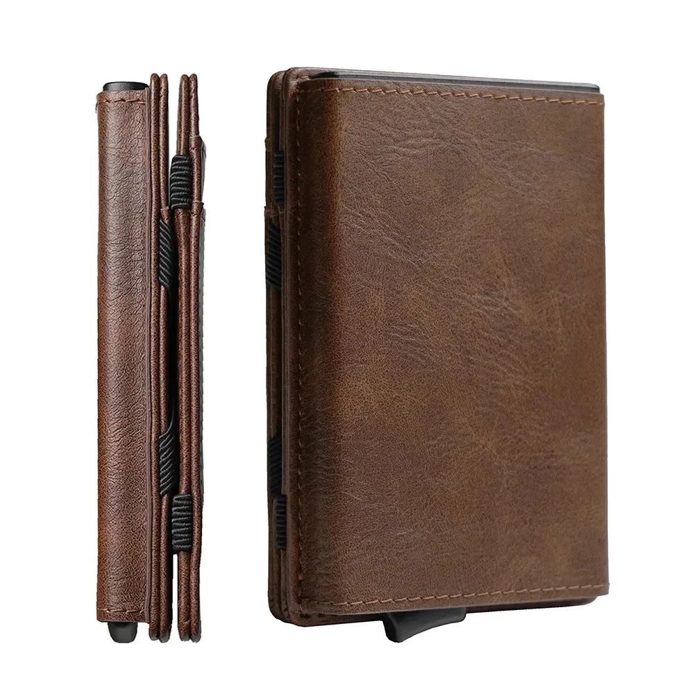 Leather Magic Wallets for men Super Slim Mens Leather pop up case wallet
